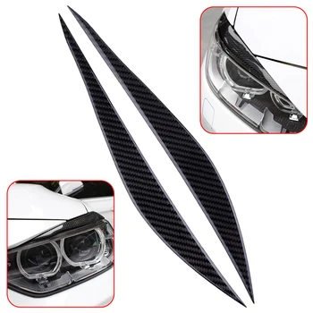 

One pair Carbon Fiber Front Headlight Eyebrow Eyelid Cover Glossy Eye Lid Cover Black Part Replaces Sale Access