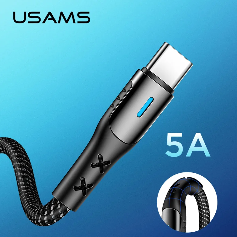 USAMS 5A type-C кабель для huawei mate 20 Pro P20 Lite Supercharge USB C кабель для быстрой зарядки usb type-C кабель для передачи данных OPPO