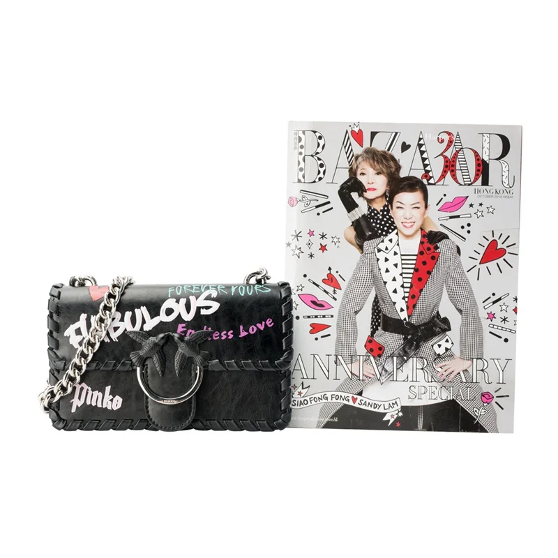 PINKO Mini Love потрясающая сумка через плечо из зернистой коровьей кожи 1P21BS Y5F9|Сумки с