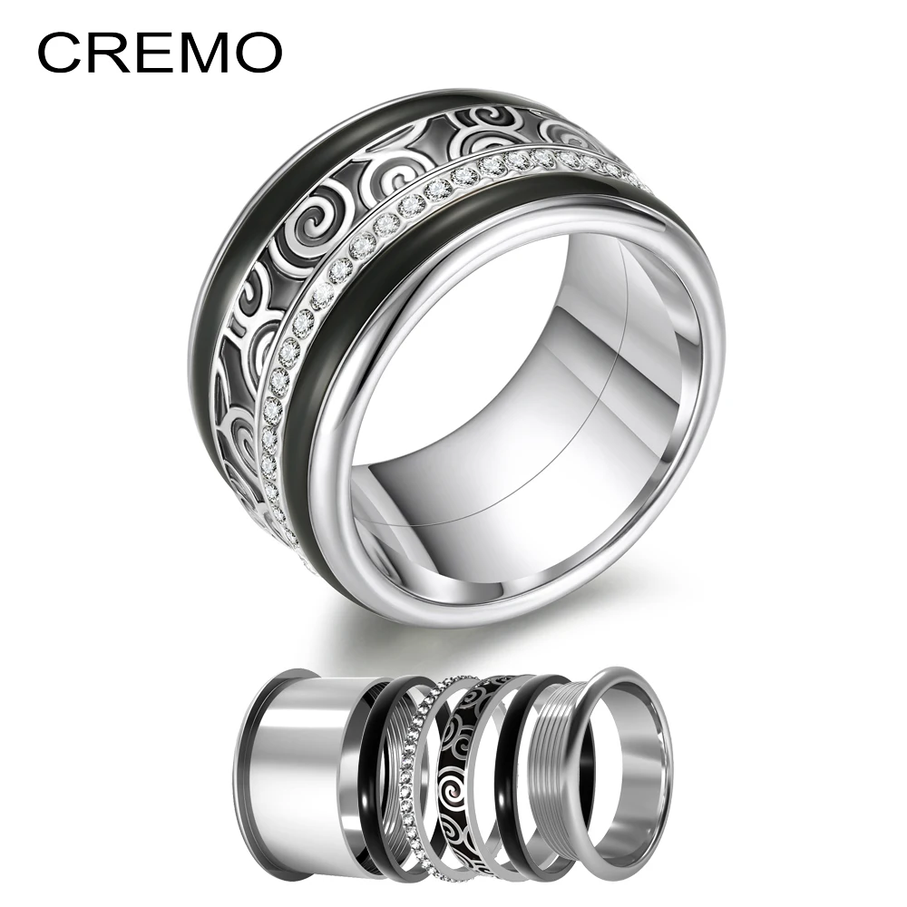 

Floya Arctic Symphony Rings Personalized Collection Stainless Steel Straits Ring Interchangeable Black Accessories Wedding Ring