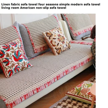 

Black jonadab linen sofa towel slip-resistant four seasons general sofa towel modern brief sofa towel american style sofa towel