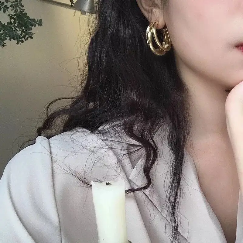 3 Layered Gold Silver Color Metal Earrings For Women Wedding Geometric Round Circle Statement Earing Fashion Jewelry Earrings