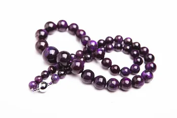 

7-14mm Genuine South African Purple Natural Sugilite Gemstone Crystal Round Bead Necklace