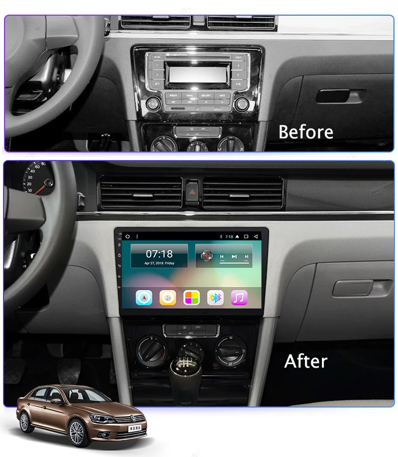 Sale 9" 2.5D IPS Android 8.1 Car DVD GPS Player For VW Bora 2013-2015 Car Radio Stereo Head Unit with Navigation 4