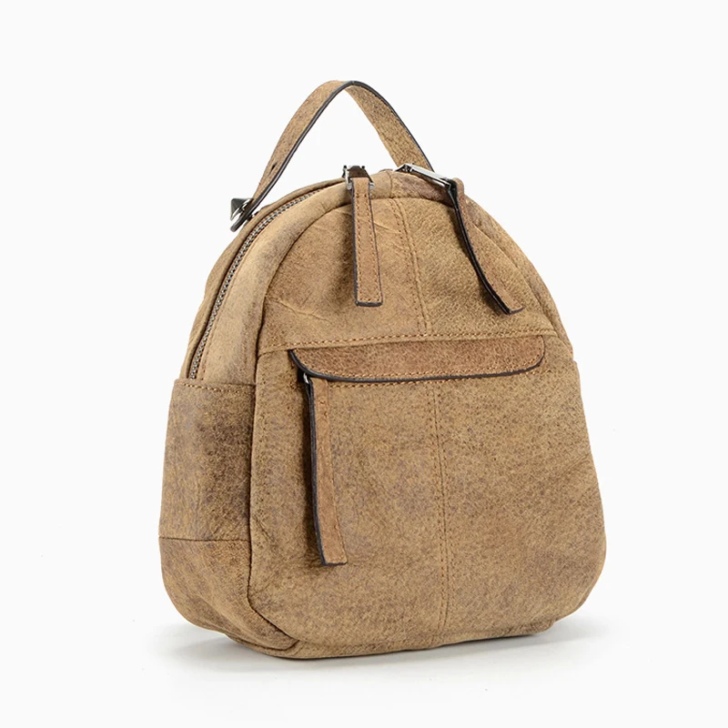 

2017 Spring Women Backpack Mini First Layer Cowhide Leather Cracked Pattern Shoulder Bag for Girl School Bag Retro Bagpack