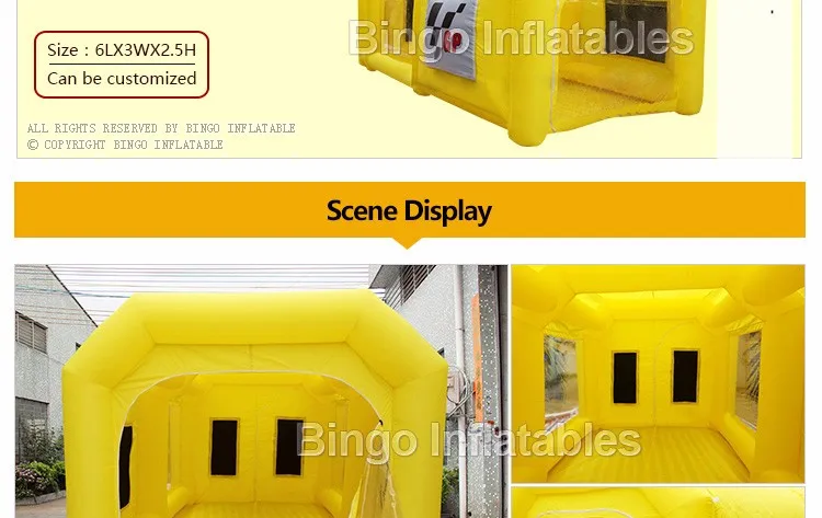 Бесплатная доставка 6 м желтый надувной красильной надувные автомобильная краска стенда палатки пользовательские надувной спрей палатки