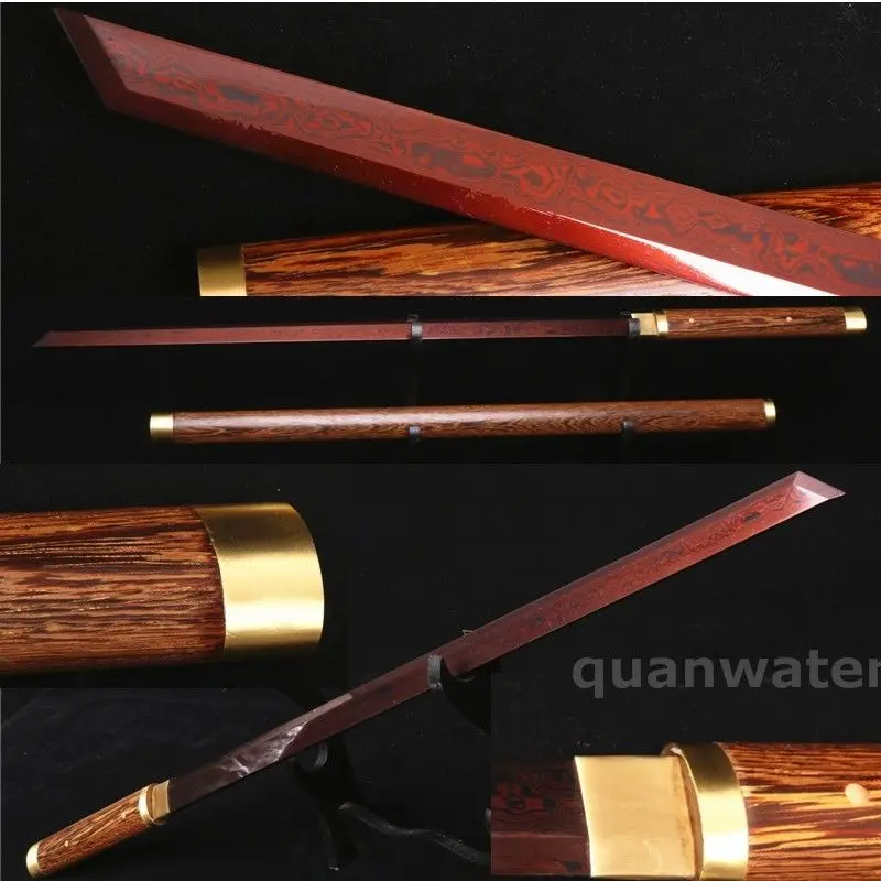 

40' SHARP RED FOLDED STEEL ROSEWOOD JAPANESE SWORD FULL TANG BLADE BATTLE READY