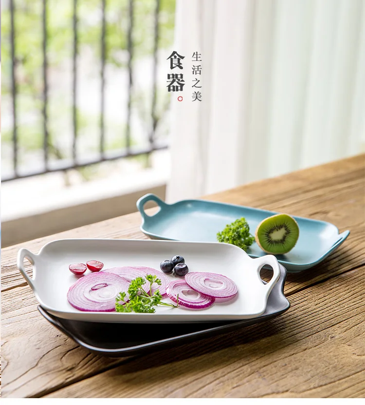 Guci японская керамика тарелка простой Твердый матовый диск бинауральные закуски