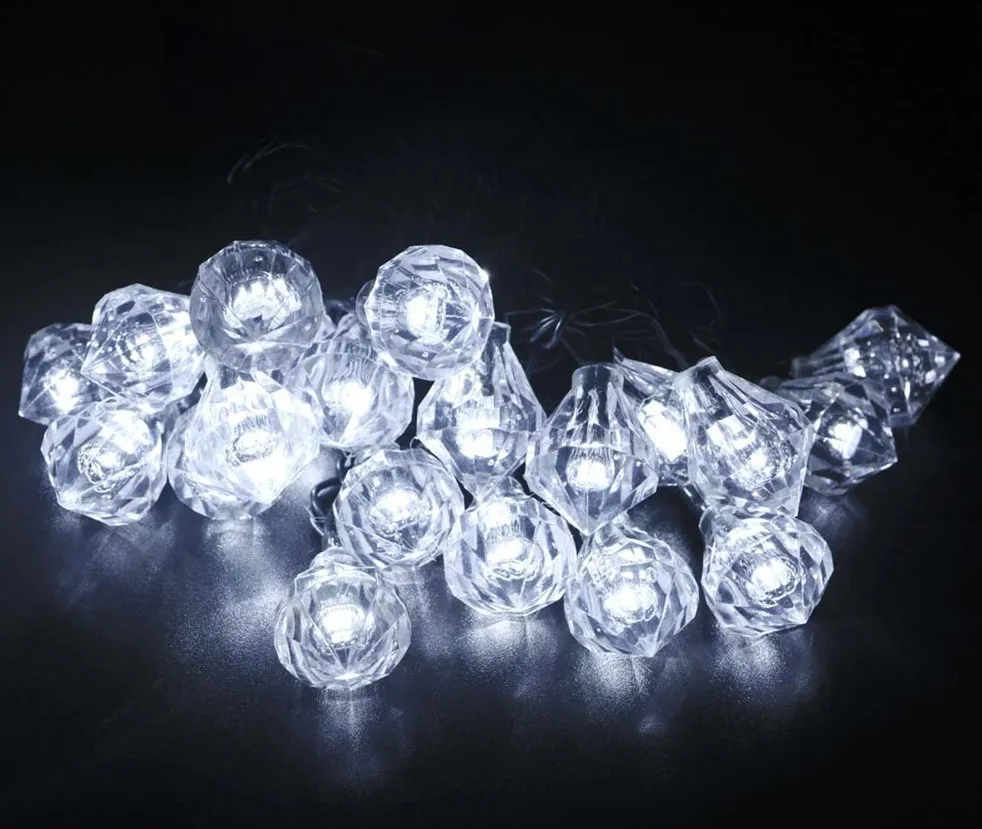Chiclits Garland Solar Battery Lamp 20 LED Garden Decoration Lights String Fairy Crystal Diamond Yard Room Rooftop Christmas Tree Decoration (9)