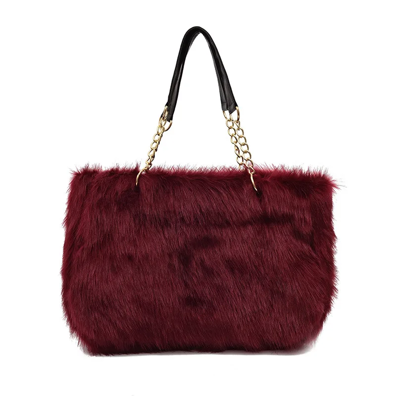 

2018 Winter Women Handbags Fashion Faux Fur Rabbit Chain Shoulder Bags B71 bolsos mujer de marca famosa