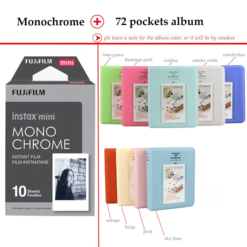 Монохромная пленка Fujifilm Instax Mini 10 листов для смартфона 9 8 7s 70 90 25 мгновенный