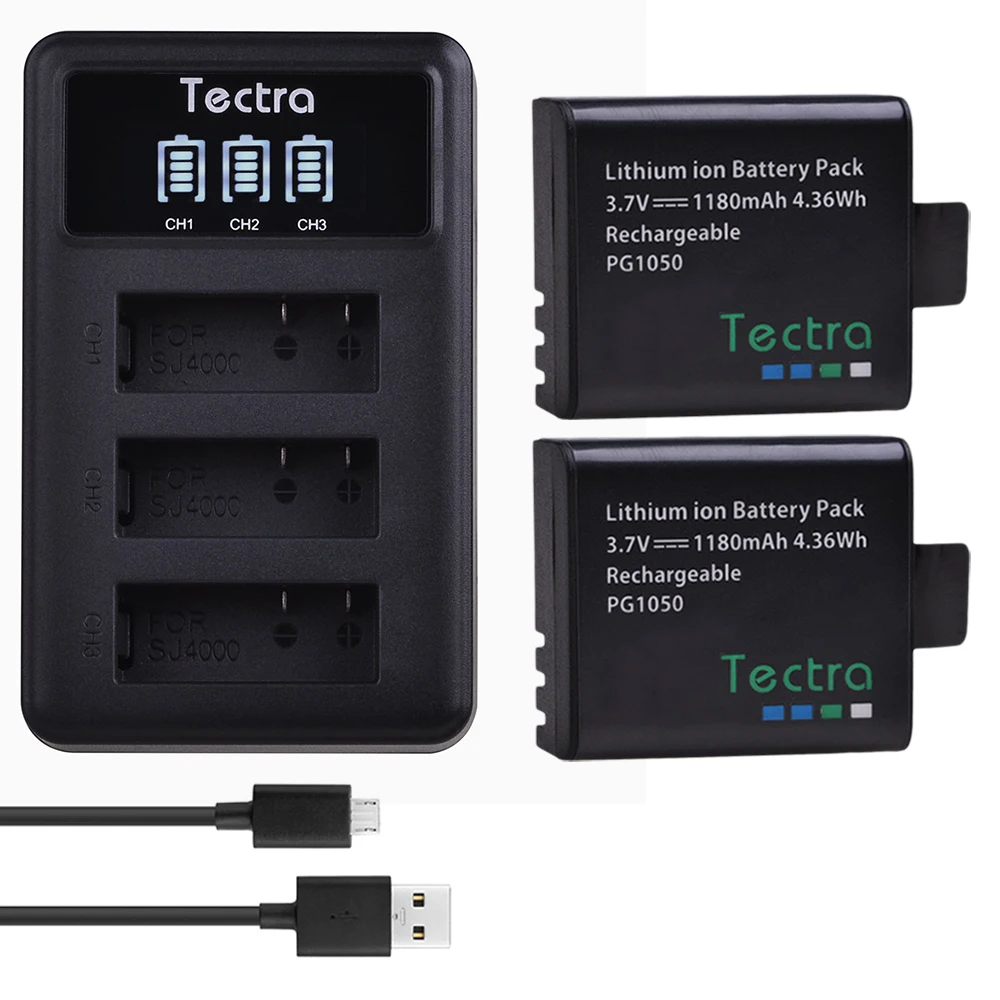 Аккумулятор для экшн камеры PG1050 + 2 шт. зарядное устройство USB со светодиодной