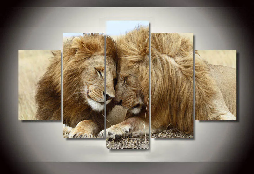 5 Pieces Modern Hold the lion Wall Art Picture Modern Home Decoration