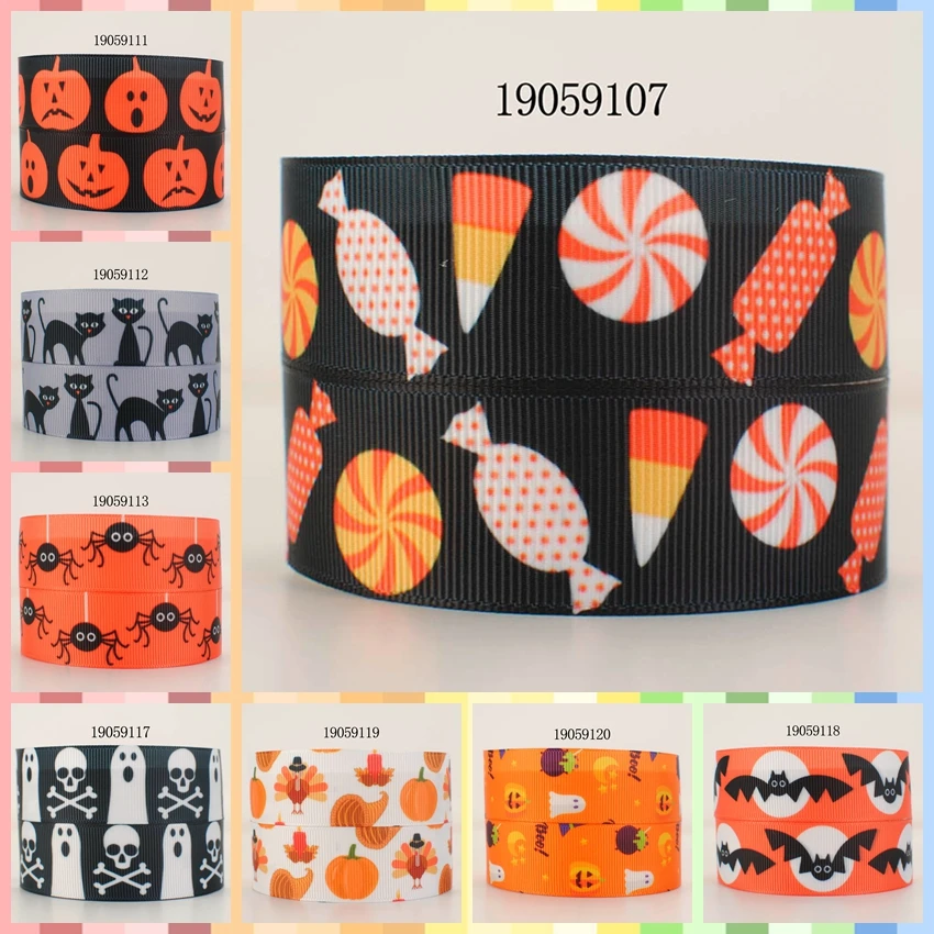 

10yards -different sizes -Halloween Pumpkin pattern ribbon printed Grosgrain ribbon 19059111