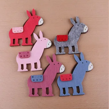 

New Arrival 50pcs Cartoon Animal Donkey Flatback Non Woven Fabric Crochet Handmade Patch Sticker Button for Hair Jewelry DIY