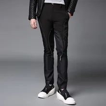 Мужские весенне-осенние модные черные обтягивающие штаны в стиле хип-хоп панковские штаны с молниями мужские Узкие повседневные брюки pantalon homme