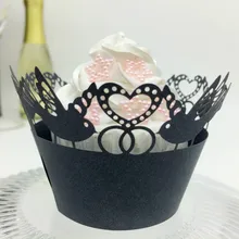 Модная полая бумага для выпечки чашки Lovebirds лазерная гравировка торт лоток для украшения свадьбы/день рождения торт DIY выпечки 5z-SH165