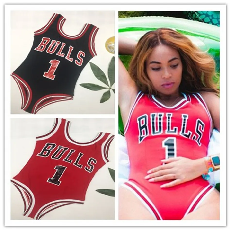 

WATER PRINCESS Bulls Sports Bikini One Piece Swimsuits Slogan Red Swimwear Women Hot Bathing Suit