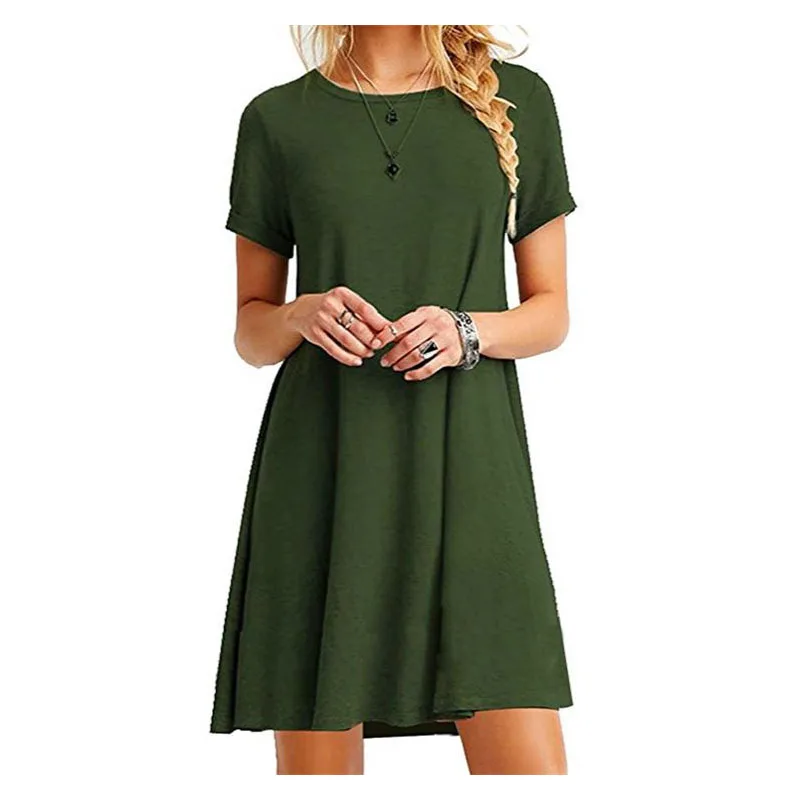 

2019 New Summer Dress Europen Style Loose Short-Sleeved Vestidos O-Neck Casual Dresses For Woman