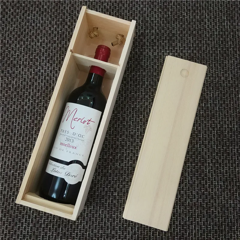 

Wooden Packing Box for Red Wine Bottle or Champagne Flute High Quality Gift Wrap Storage For Wine Can Make Logo 35*10*10cm