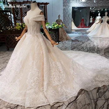 شراءHTL160 فساتين زفاف مثير عاري الكتفين مع ذيل طويل دانتيل زينة مطرز على شكل قلب فاخر Vestidos De Boda Invitada