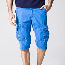 Мужские хлопковые однотонные шорты Карго летние мужские модные стильные рабочие шорты большого размера прямые свободные повседневные шорты-Карго