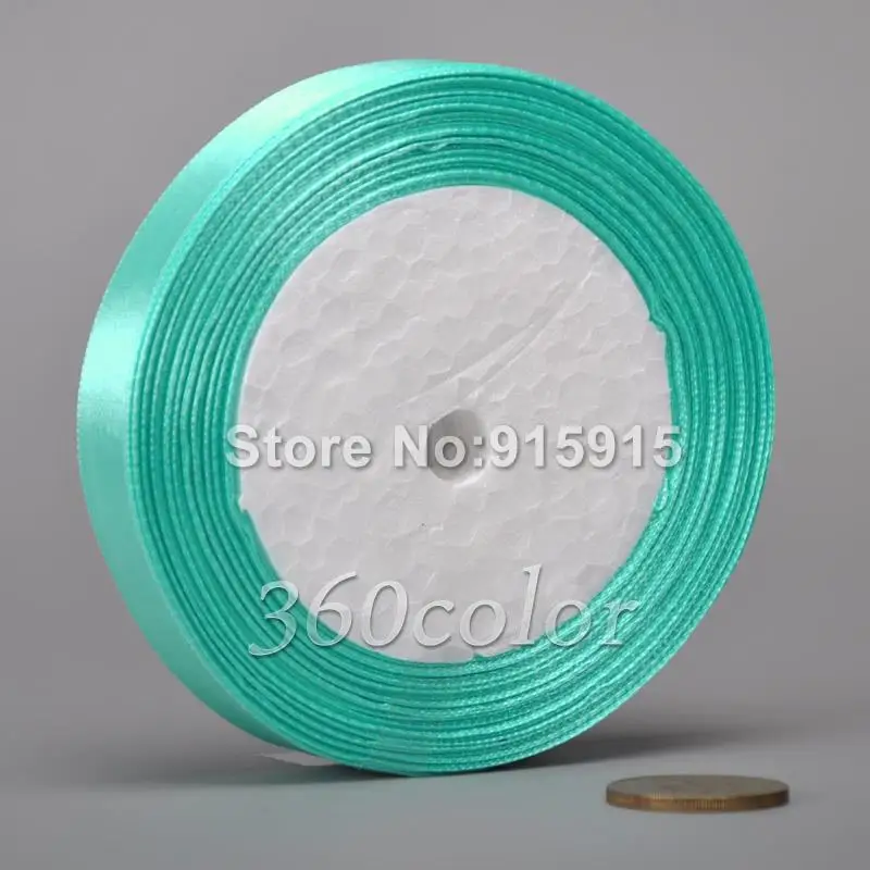Mint green 5/8" 15mm 25yards Single Face Satin Ribbon Roll Polyester