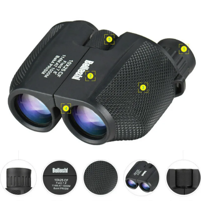 Zoom 10X25 Binoculars Telescope Outdoor High Power HD Binocular Hand-held Professional Hunting High Quality Vision Eyepiece