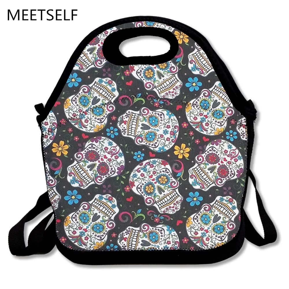 

SAMCUSTOM 3D Print sugar skull Lunch Bags Insulated Waterproof Food Girl Packages men and women Kids Babys Boys Handbags