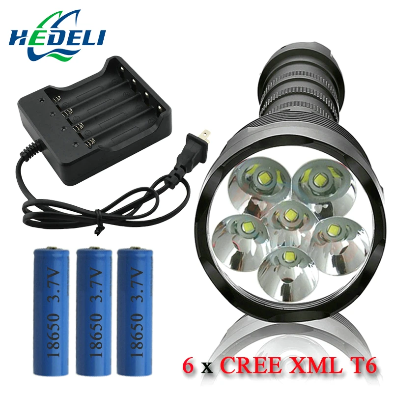 

portable light Powerful Flashlight Removable led flashlight search torch 6 CREE XML T6 3 18650 Rechargeable Battery Portable