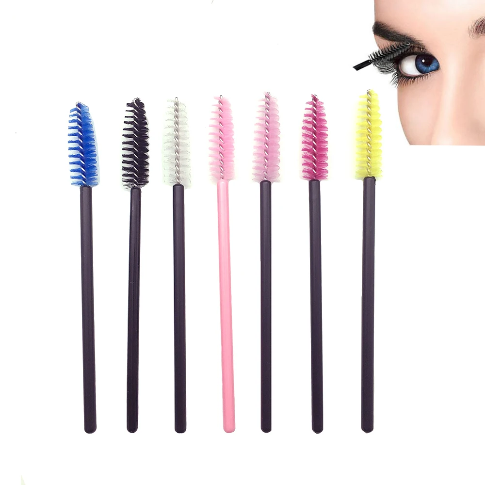 

500pcs Disposable Eyelash Brush Mascara Wands Applicator Eye Lashes Cosmetic Makeup Tool Eyelash Extension Eyebrow Multicolor