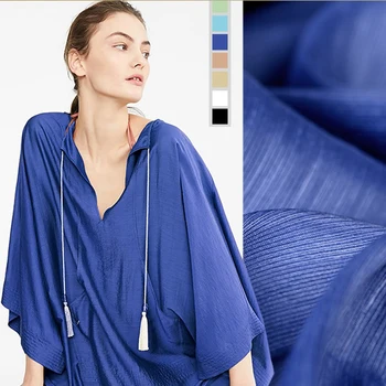 

140CM Wide 12MM White Blue Black Solid Color Silk & Ramie Fabric for Summer Dress Coat Jacket DE1041