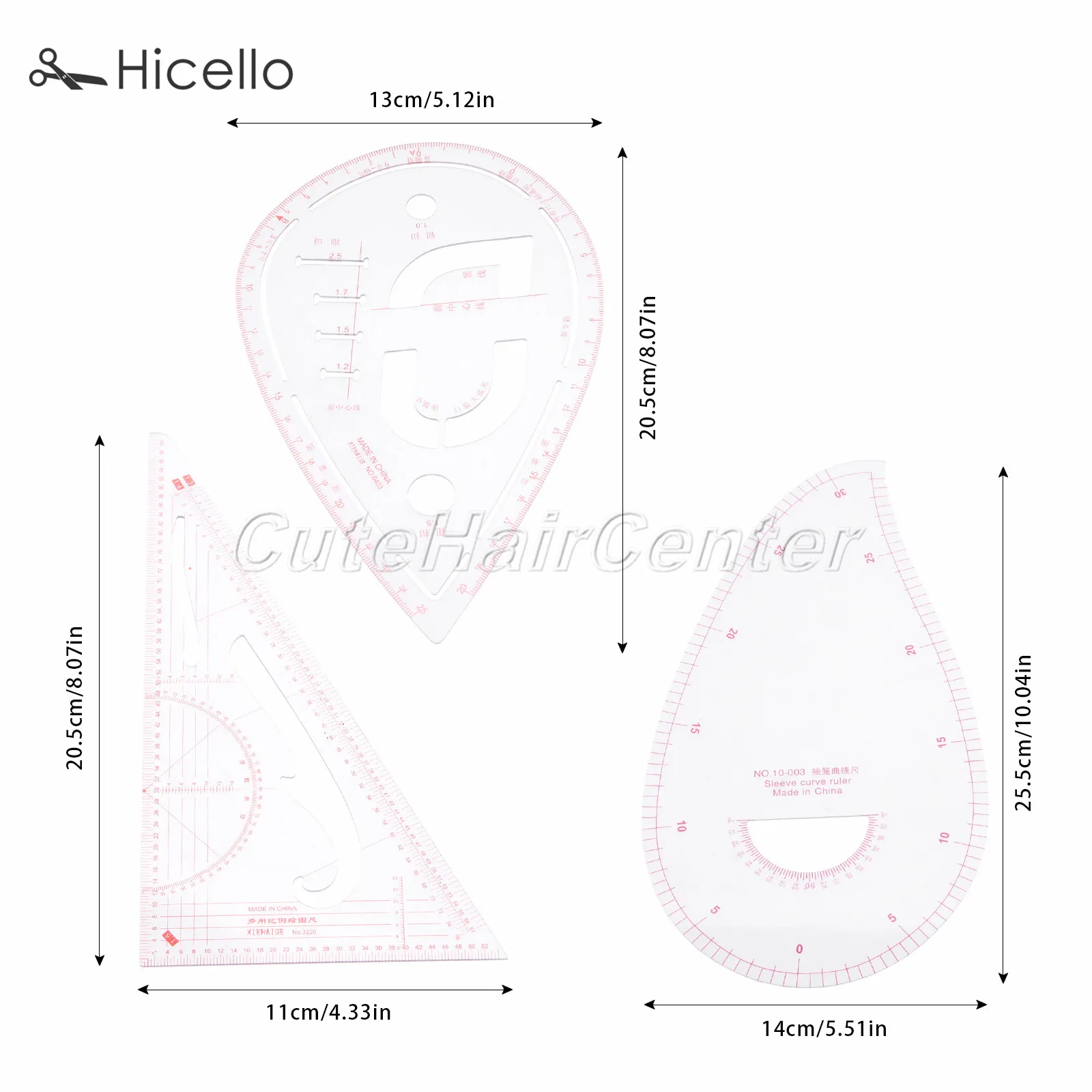 Швейная линейка портной кривой линейка пластиковая режущая одежда 8 форм Рисование ремесло инструмент квадратный Треугольник Форма капли воды Hicello