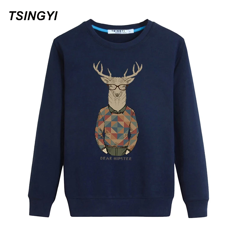 

Tsingyi Pullover Funny Antler Man Hoodies Men Women Spring Autumn O-Neck Sudadera Poleron Hombre Sweatshirt Plus Size S-4XL