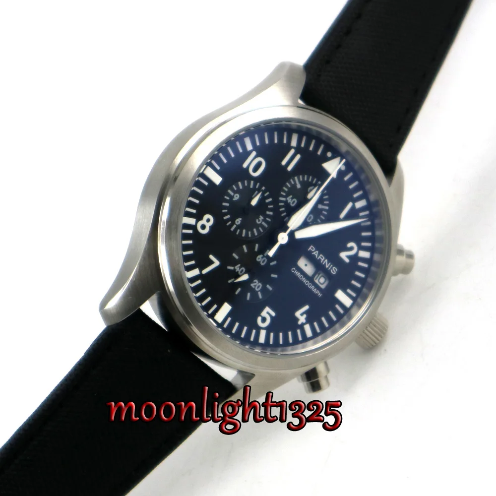 

Parnis 42mm 316L steel case quartz Full chronograph men womens Date Day watch