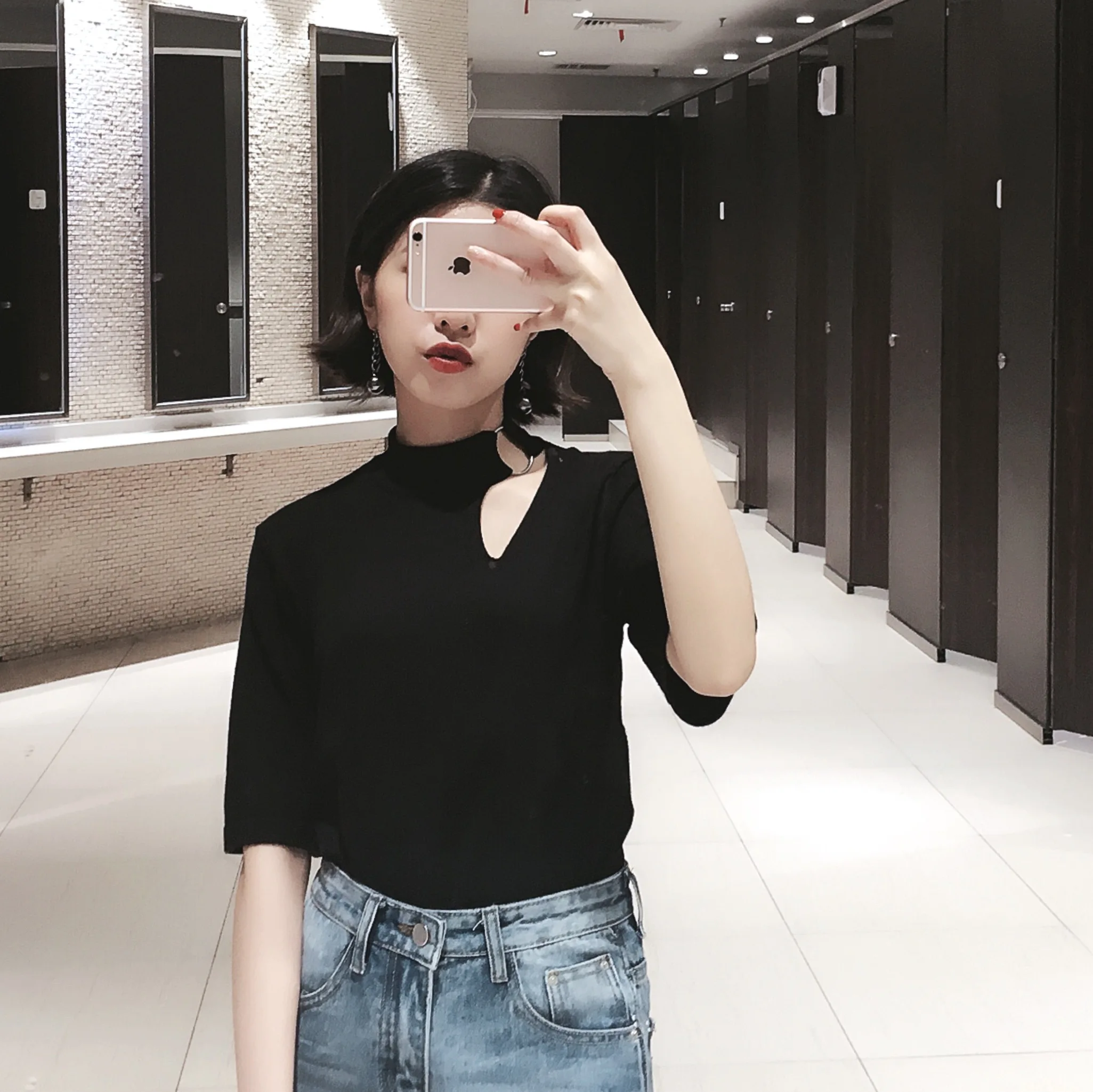 YouGeMan женская рубашка Топ 2019 весна лето корейский стиль Ulzzang Harajuku кольца футболка