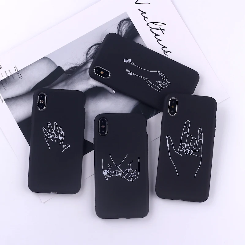 

Black Sexy Art Rose Lover Harajuku Aesthetics Soft Silicone Candy Phone Case Coque For iPhone 11 Pro 6 8 8Plus X XS Max 7 7Plus