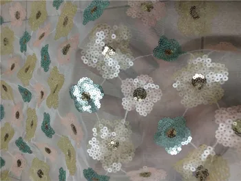 

BZL-102910 fashionable sequins tulle embroidery french net lace fabric for party dress