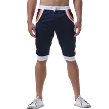 Мужские летние повседневные модные спортивные Лоскутные пляжные легкие прямые шорты с плоской шнуровкой синего цвета W30408