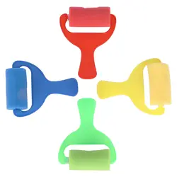 4 шт./компл. губка-ролик для покраски щетка игрушки пластиковая ручка для детей Детские принадлежности инструмент для рисования раннее