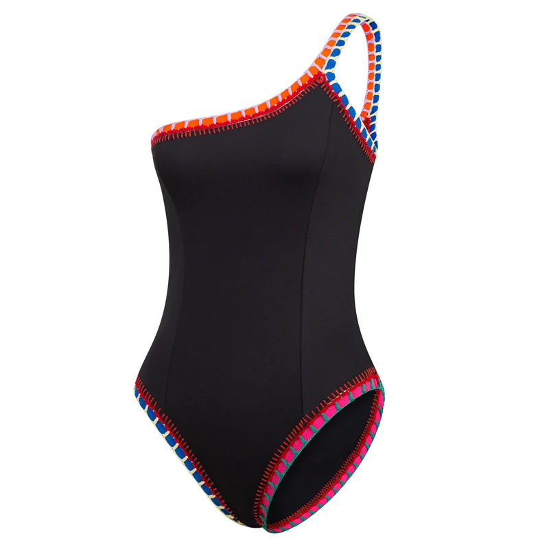 

One Piece Swimsuit New Sports Sexy Swimwear Women One Shoulder Swimsuit Elastic Swimwear