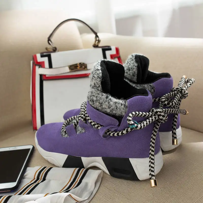 Mstacchi из бычьей кожи; из замши; ботильоны женские туфли-оксфорды со шнуровкой тапочки плоские туфли женские держать теплая обувь осень-зима с волнообразным краем; Zapatos De Mujer