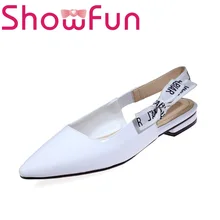 

Showfun genuine leather shoes women solid office&career square heel sandals