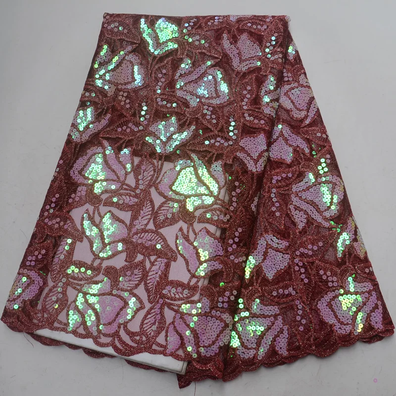 

(5yards/piece) attractive African tulle lace fabric shining sequins embroidered French net lace fabric for party dress FLP996