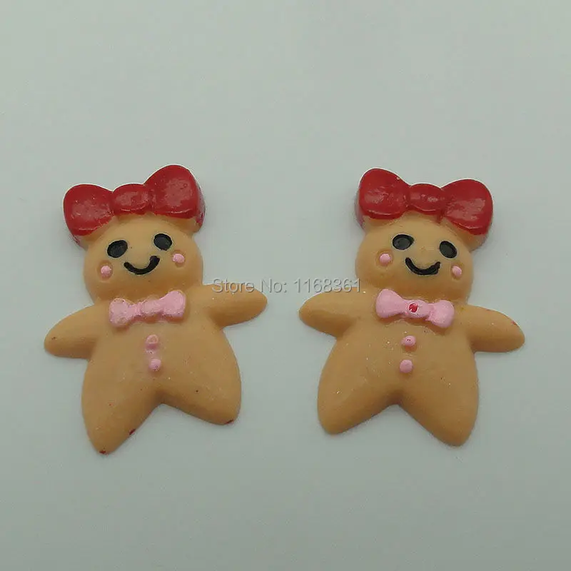 1pcs/lot resin flatback bow Gingerbread girl 29mm Cabochons Scrapbooking Hair Bow Center DIY Christmas decration C109-1