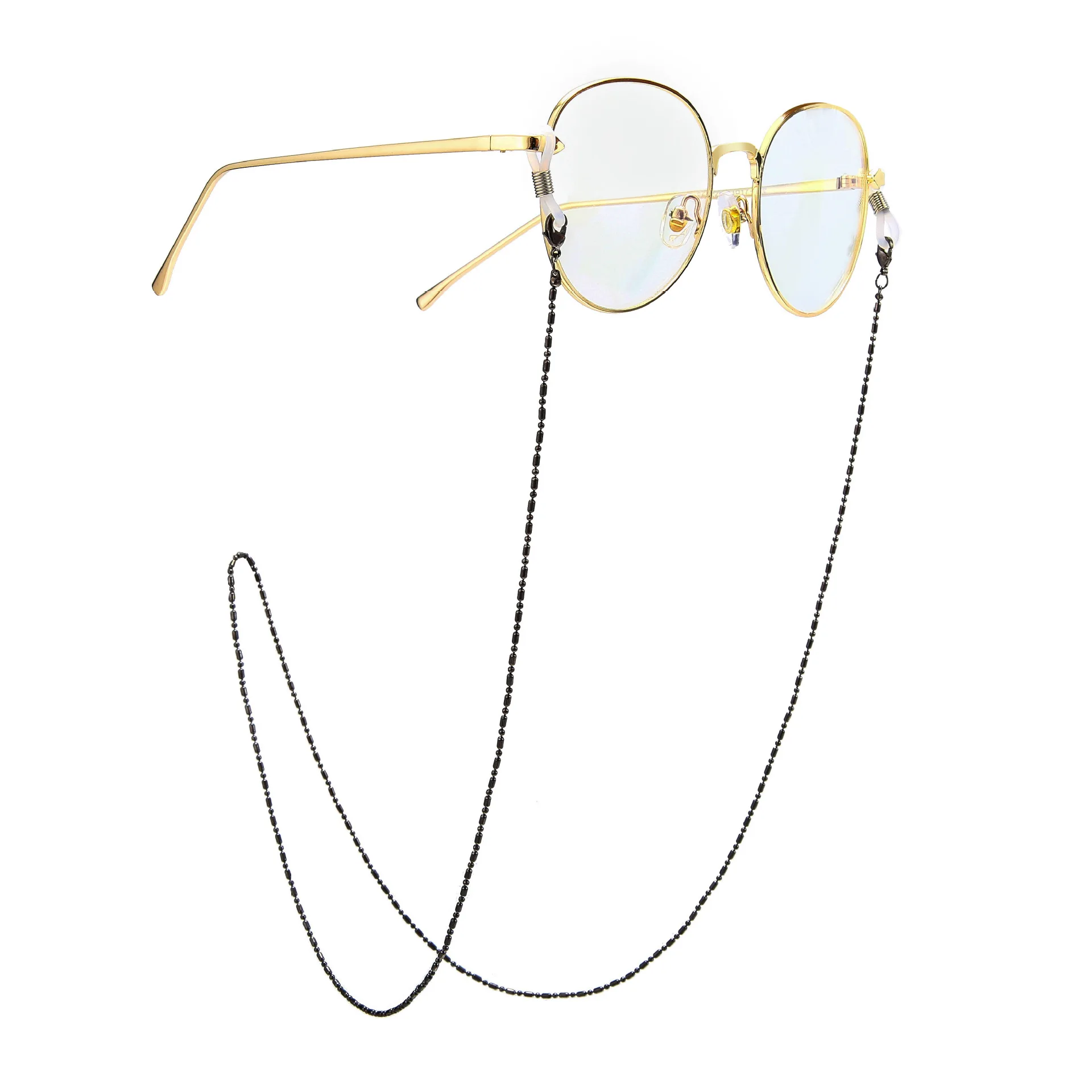 Блестящие черные металлические бусины цепи очки цепи ожерелье Противоскользящий шнур для очков для чтения Держатель шейный ремешок веревка для очков
