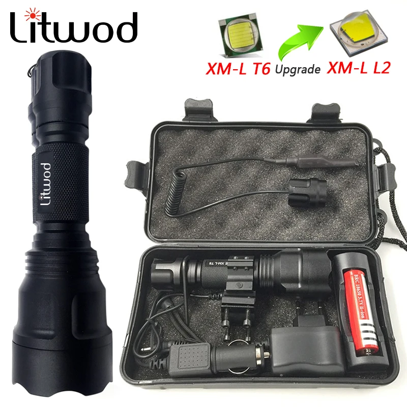 Litwod Z10C8 Мощный тактический светодиодный фонарик XM L2 T6 U3 для самообороны фонарь