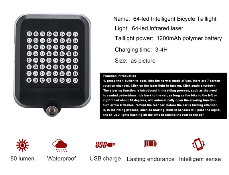 Flash Deal Waterproof Bicycle Rear Tail Light Wireless 64 LED Laser USB Rechargeable Bike Cycling Safety Warning Turn Signals Light 0 Flash Deal Waterproof Bicycle Rear Tail Light Wireless 64 LED Laser USB Rechargeable Bike Cycling Safety Warning Turn Signals Light 0
