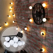 Светодиодный светильник на солнечной батарее, водонепроницаемый, для сада, двора, для улицы, шар, сказочное освещение, гирлянда, 2,5 м/5 м, для рождества, дома, вечерние, праздничное освещение