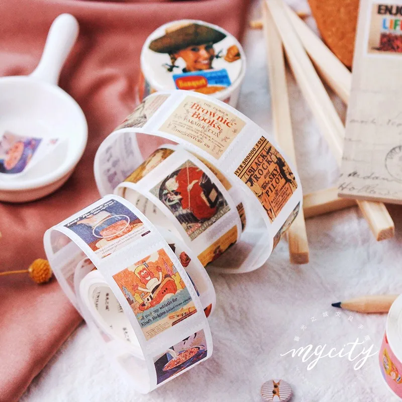 

Kawaii Retro Mini Stamp Color Washi Masking Tape Release Paper Stickers Scrapbooking Stationery Decorative Tape